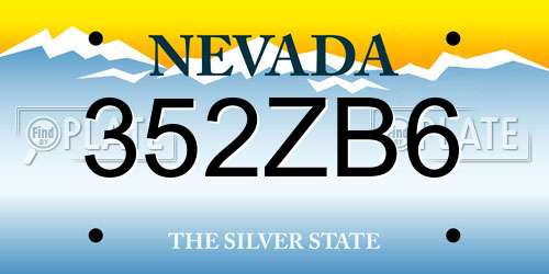 352ZB6 Nevada License Plate