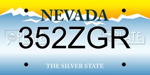 352ZGR Nevada License Plate