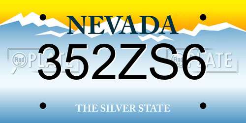 352ZS6 Nevada License Plate