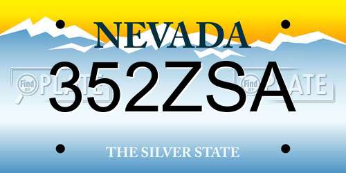 352ZSA Nevada License Plate