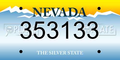 353133 Nevada License Plate