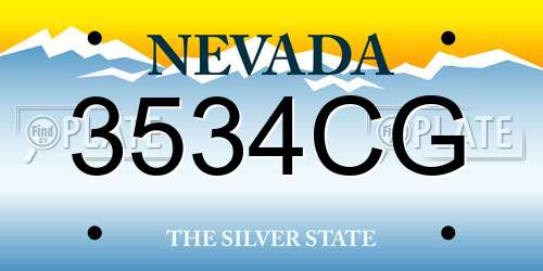 3534CG Nevada License Plate