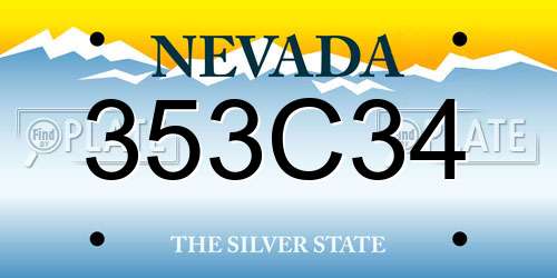 353C34 Nevada License Plate