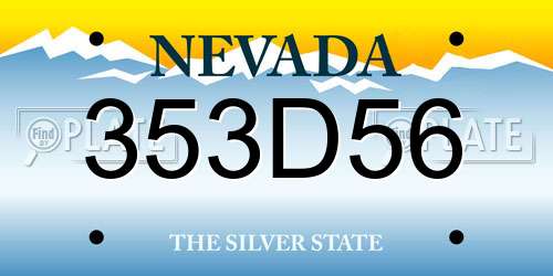 353D56 Nevada License Plate