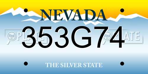 353G74 Nevada License Plate