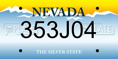 353J04 Nevada License Plate