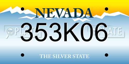 353K06 Nevada License Plate