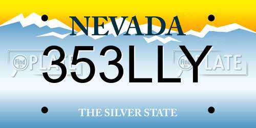 353LLY Nevada License Plate