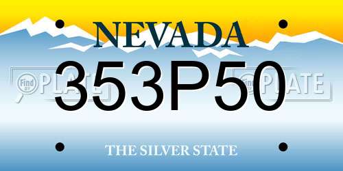 353P50 Nevada License Plate
