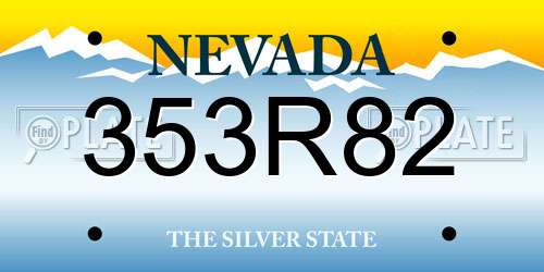 353R82 Nevada License Plate