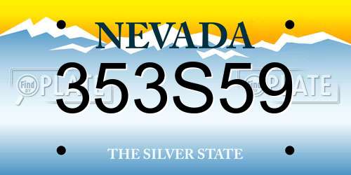 353S59 Nevada License Plate