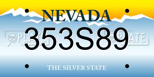 353S89 Nevada License Plate