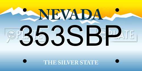 353SBP Nevada License Plate