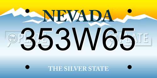 353W65 Nevada License Plate