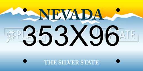 353X96 Nevada License Plate