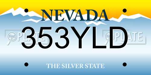 353YLD Nevada License Plate