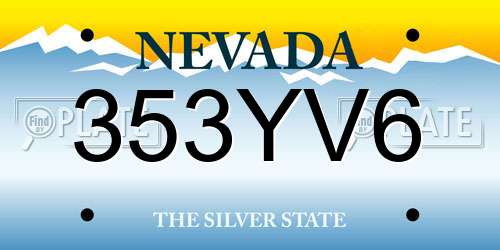 353YV6 Nevada License Plate
