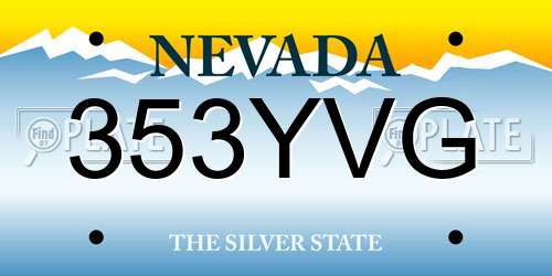 353YVG Nevada License Plate