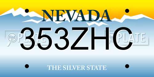 353ZHC Nevada License Plate