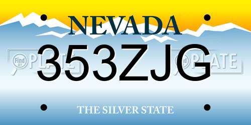 353ZJG Nevada License Plate