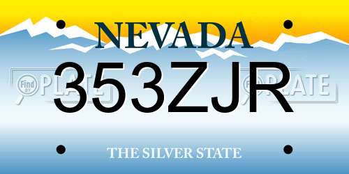 353ZJR Nevada License Plate