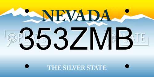 353ZMB Nevada License Plate