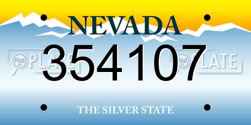354107 Nevada License Plate