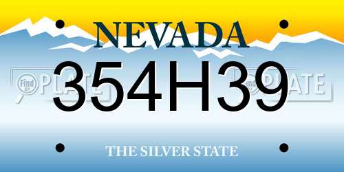 354H39 Nevada License Plate