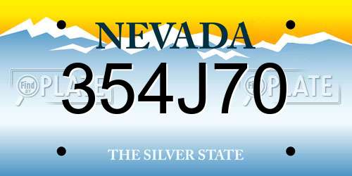 354J70 Nevada License Plate