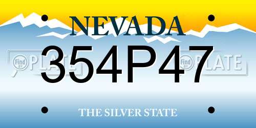 354P47 Nevada License Plate