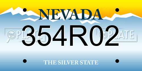 354R02 Nevada License Plate
