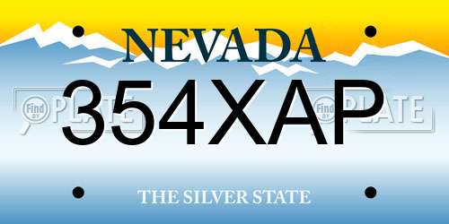 354XAP Nevada License Plate