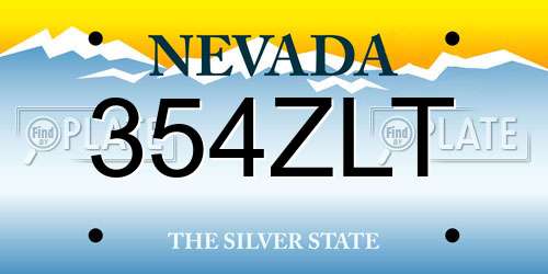 354ZLT Nevada License Plate