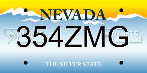 354ZMG Nevada License Plate