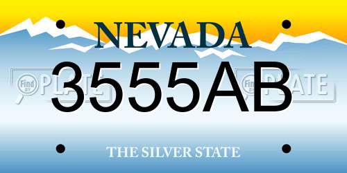 3555AB Nevada License Plate