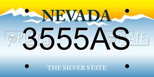 3555AS Nevada License Plate