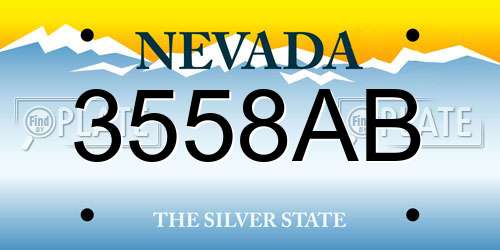3558AB Nevada License Plate