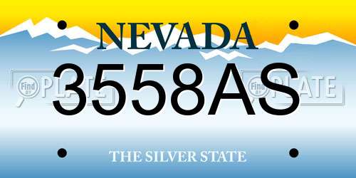 3558AS Nevada License Plate