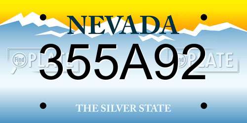 355A92 Nevada License Plate