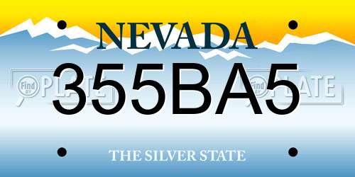 355BA5 Nevada License Plate