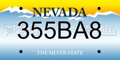 355BA8 Nevada License Plate