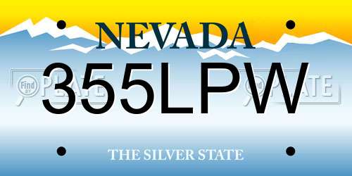355LPW Nevada License Plate