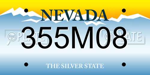 355M08 Nevada License Plate