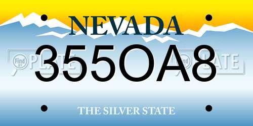 355OA8 Nevada License Plate