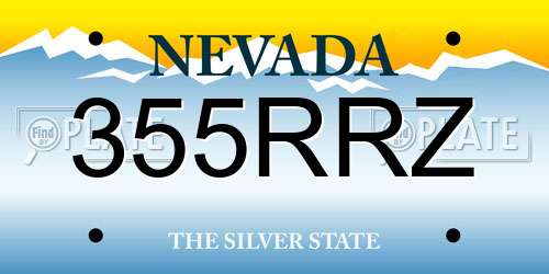 355RRZ Nevada License Plate