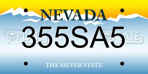 355SA5 Nevada License Plate