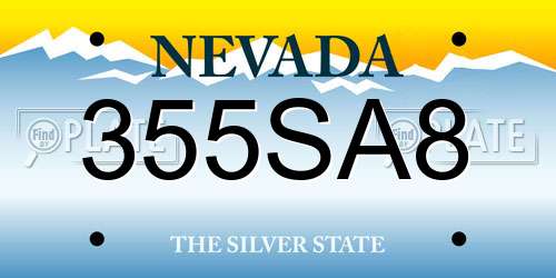 355SA8 Nevada License Plate
