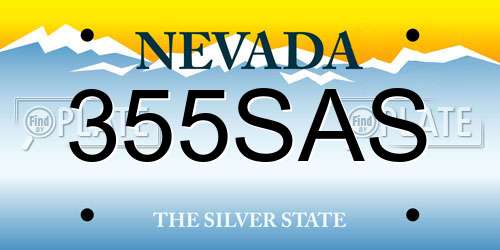 355SAS Nevada License Plate