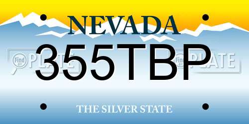 355TBP Nevada License Plate