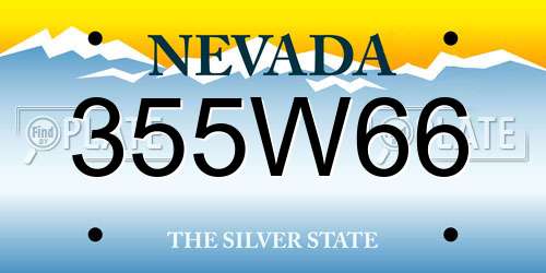 355W66 Nevada License Plate